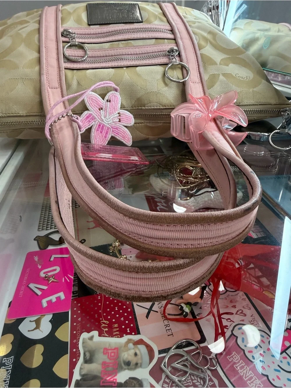 Coach Poppy Pink & Khaki Canvas Tote